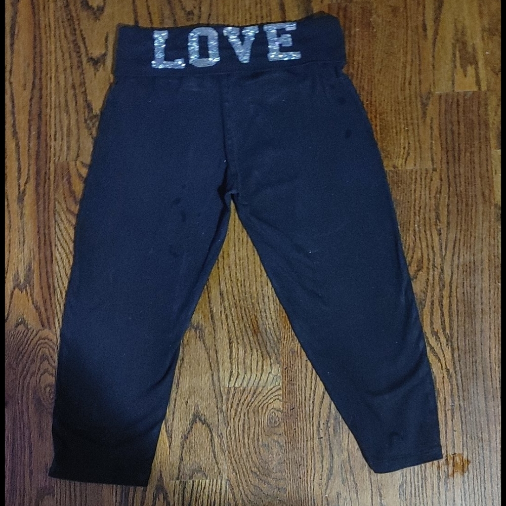 Large Black Legging With Silver Glitter Lettering